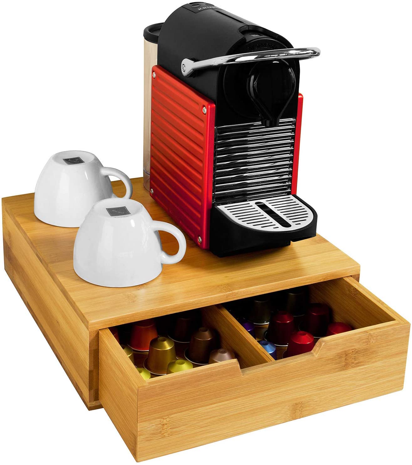VIKUS Coffee Machine Stand and Storage Box for Coffee Capsules and Tea